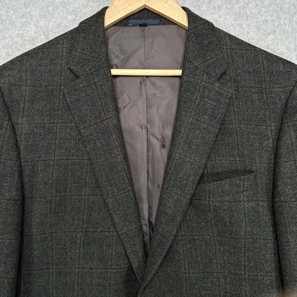 JOS A BANK Brr Comfort 46 XLong Wool Tweed Plaid Sport Coat Jacket Elbow Patches